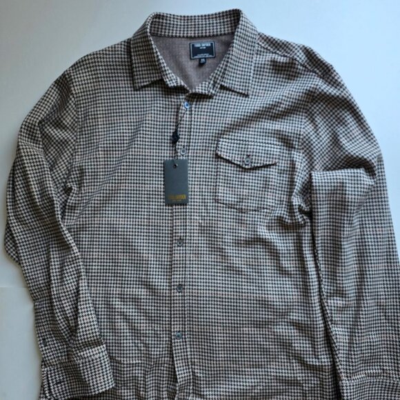 Todd Snyder Houndstooth Plaid Cotton Overshirt - Brown - XXL (NWT)